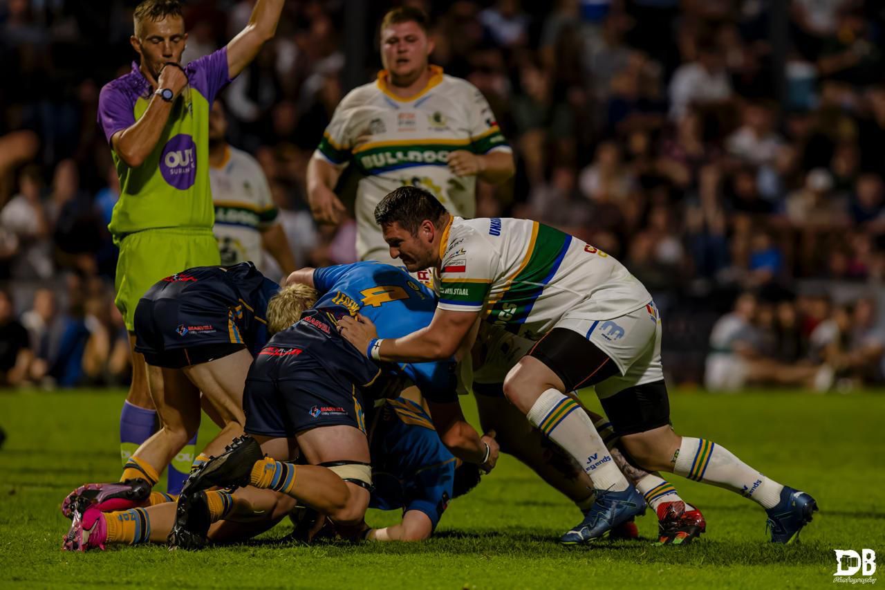 Rugby ruck action shot